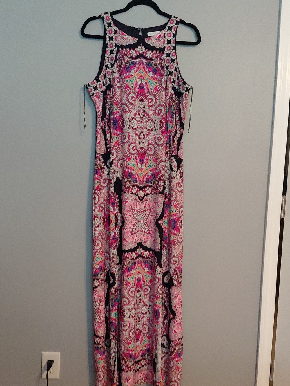 Sleeveless Pink Multi Print Maxi Dress